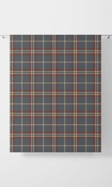 Navy And Red Checked Window Drapes