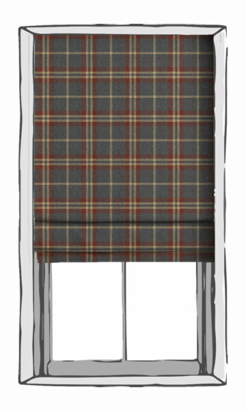 Navy And Red Checked Custom Roman Shades