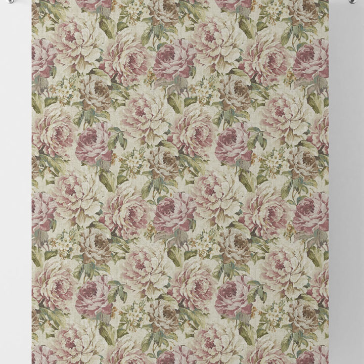 &#8216;Heartfelt&#8217; Classic Floral Print Curtains  (Ivory/ Green/ Pink)