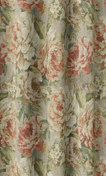 Linen Floral Custom Window Drapes