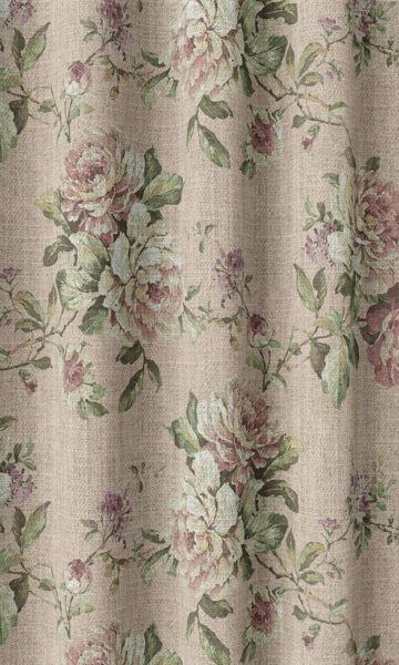 Beige Floral Bathroom Drapes