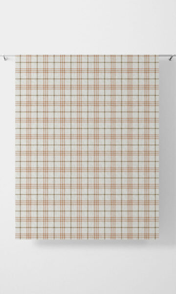 Beige And Orange Checked Custom Drapes