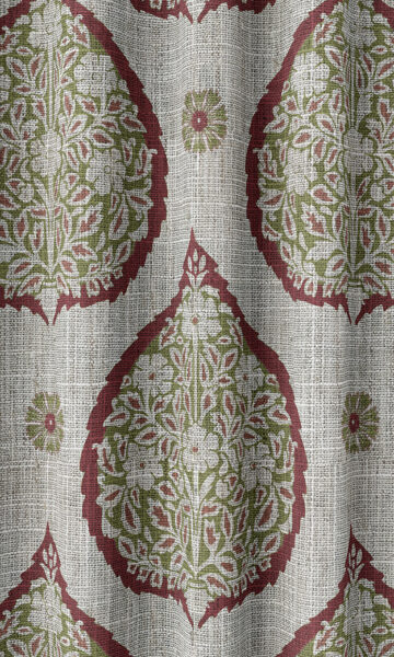 Green And Pink Patterned Drapery