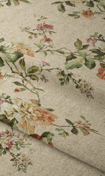 Beige Floral Window Treatments