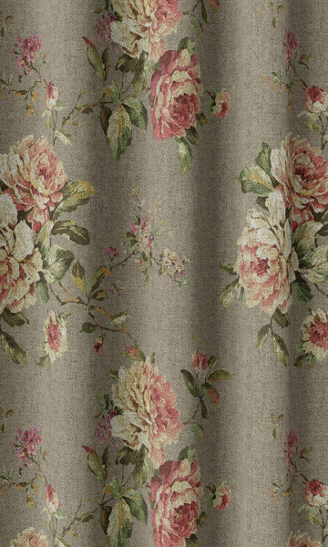 Beige Floral Custom Window Treatments