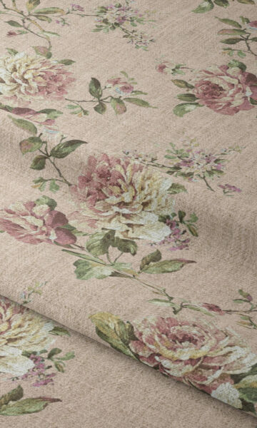 Beige Floral Bedroom Drapes