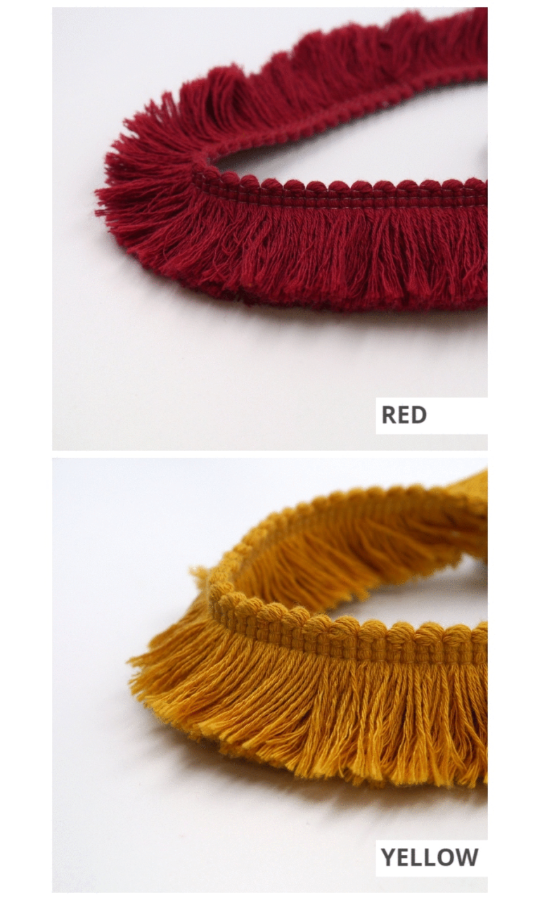 MadetoMeasure Curtains with Cotton Brush Fringe Trim I Spiffy Spools