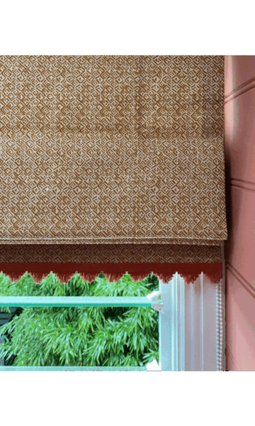 Brown Cotton Roman Shades With Trim