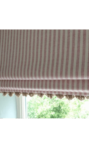 Striped Cotton Roman Shades With Trim