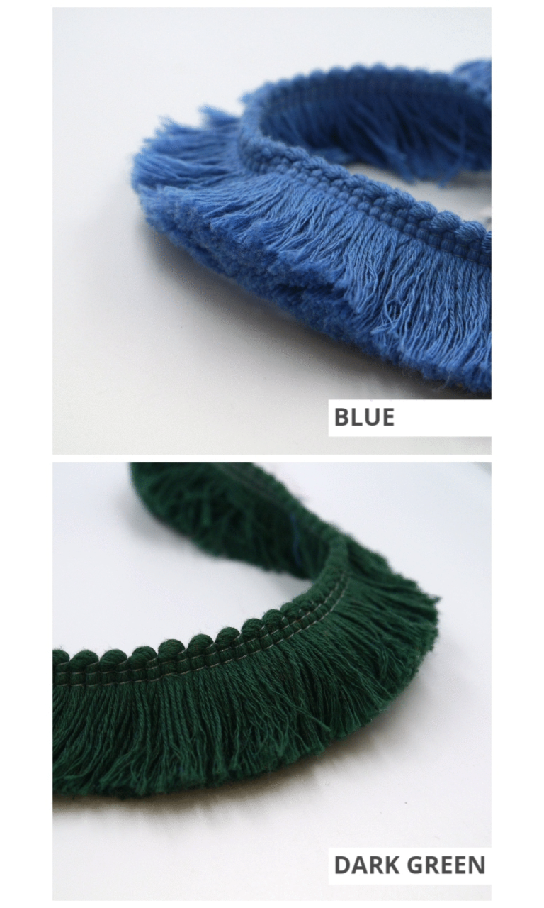 MadetoMeasure Curtains with Cotton Brush Fringe Trim I Spiffy Spools