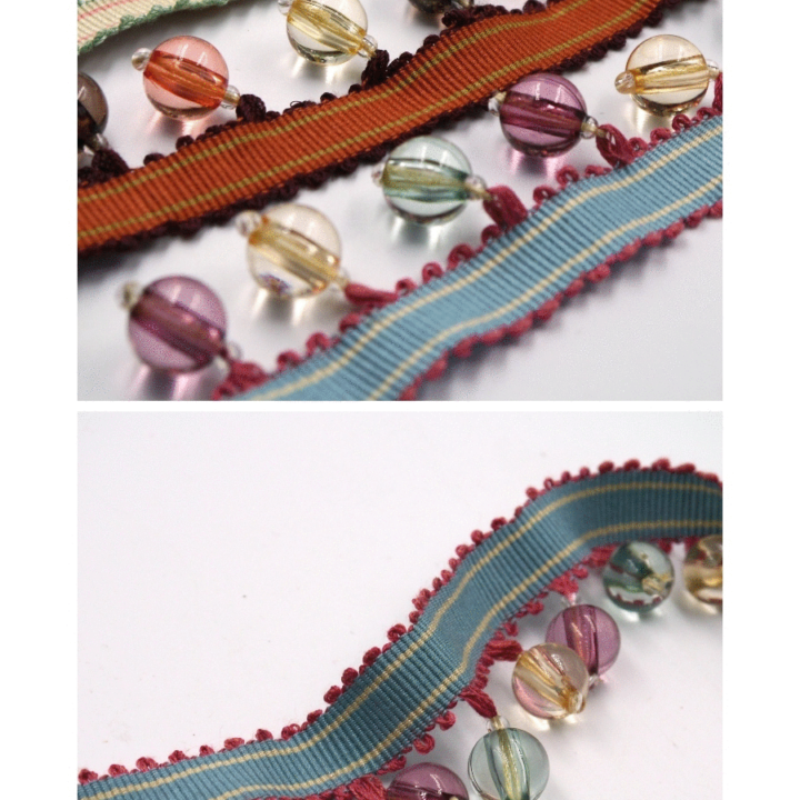 Multicolored Luxury Beaded Trim for Roman Shades (9 Colors)