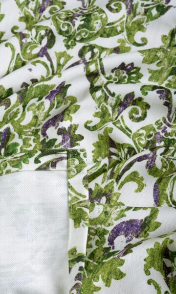 Floral Damask Printed Custom Curtains & Roman Shades