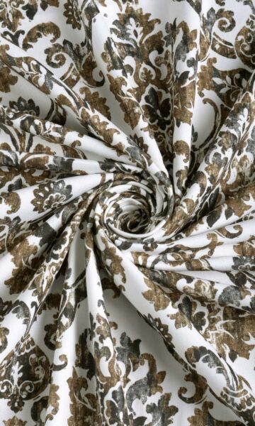 Floral Damask Printed Custom Curtains & Roman Shades