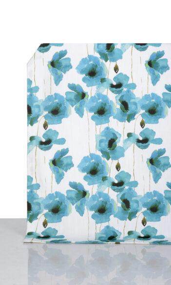 Blue Floral Printed Custom Drapery & Roman Blinds