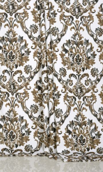 Floral Damask Printed Custom Curtains & Roman Shades
