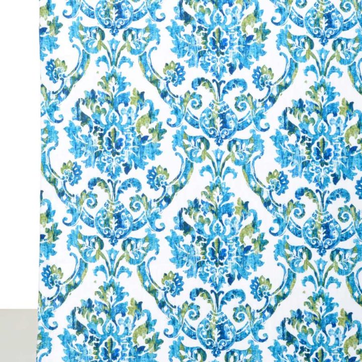 &#8216;Fountain&#8217; Damask Print Custom Curtains (Blue/ Green)