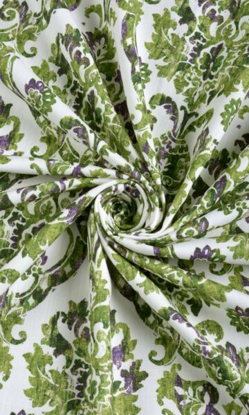 Floral Damask Printed Custom Curtains & Roman Shades