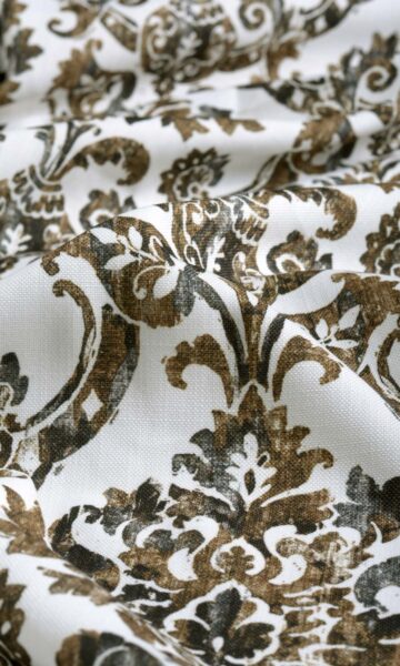 Floral Damask Printed Custom Curtains & Roman Shades