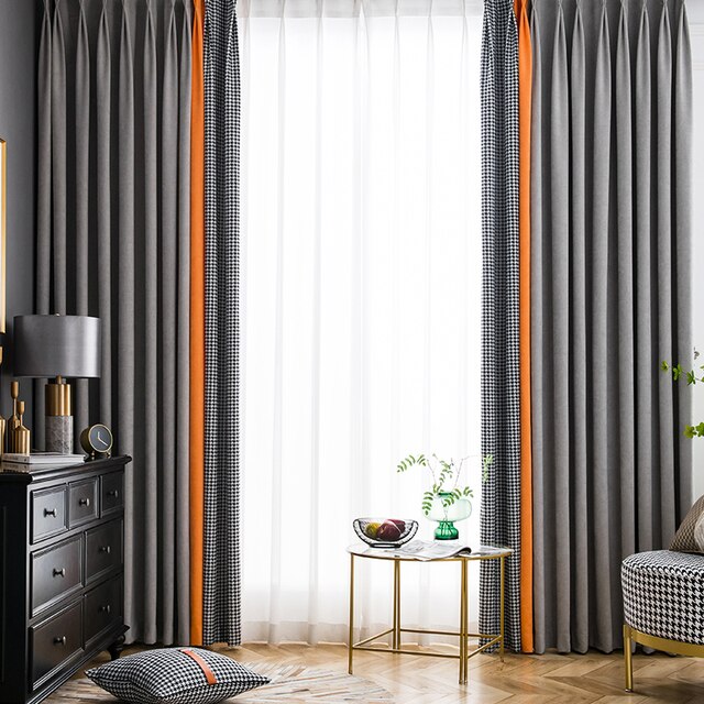 Houndstooth Drapes with Sheers