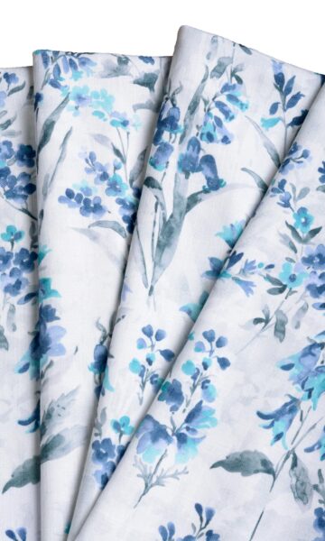 Blue Floral Printed Curtains & Roman Shades