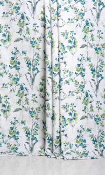 Green Floral Printed Curtains & Roman Shades