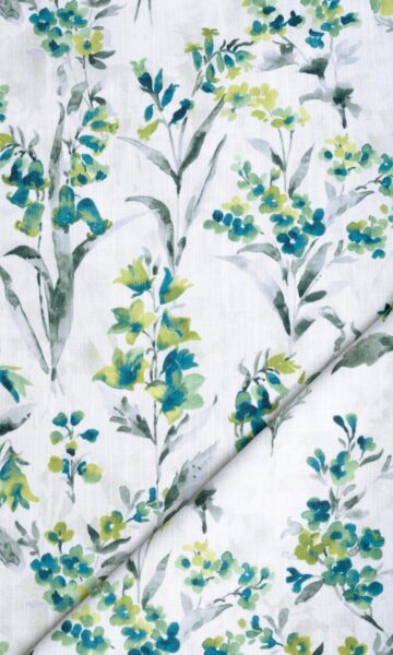 Green Floral Printed Curtains & Roman Shades