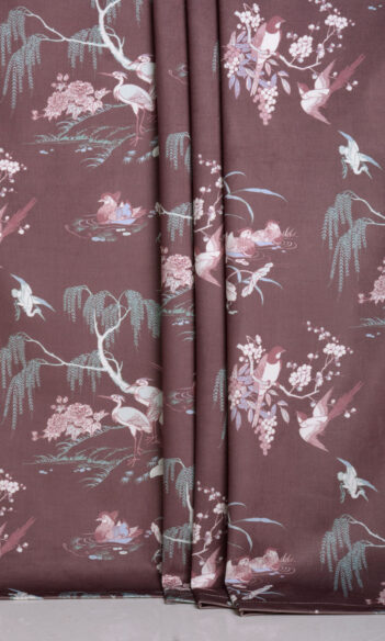'Domino' Chinoiserie Toile Velvet Custom Blinds (Burgundy Red)