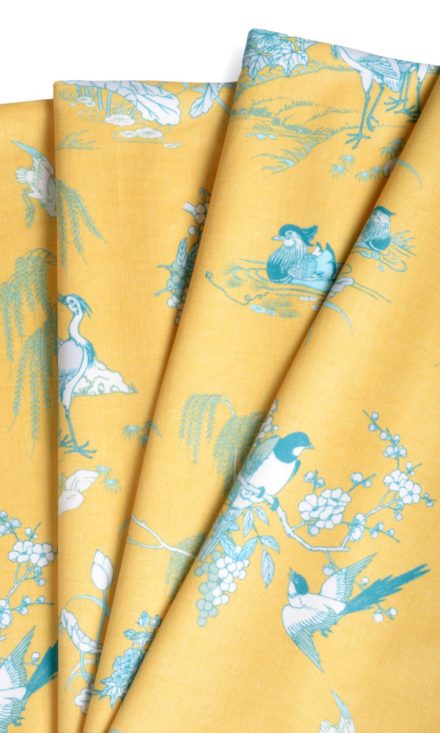 Yellow Printed Curtains & Roman Shades