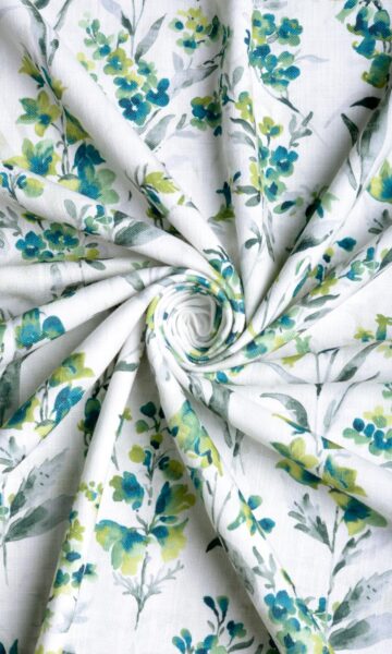 Green Floral Printed Curtains & Roman Shades