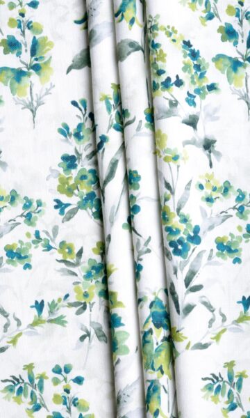 Green Floral Printed Curtains & Roman Shades