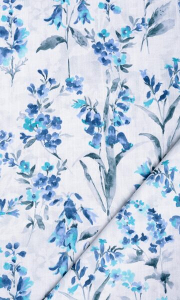 Blue Floral Printed Curtains & Roman Shades