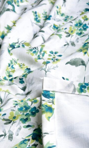 Green Floral Printed Curtains & Roman Shades