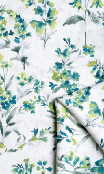 Green Floral Printed Curtains & Roman Shades