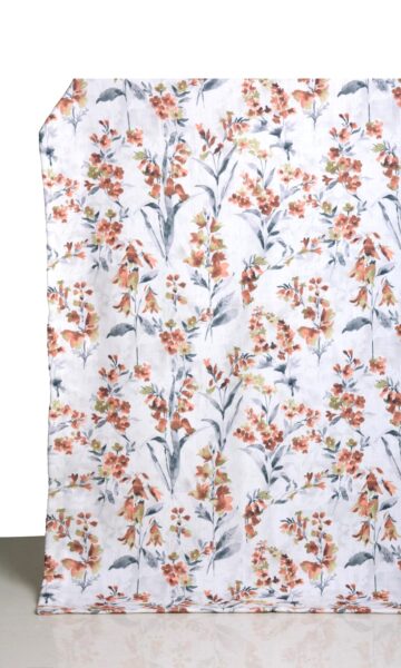 'Verdant' Floral Print Made-to-Measure Curtains (Orange/ Grey) - Image 2