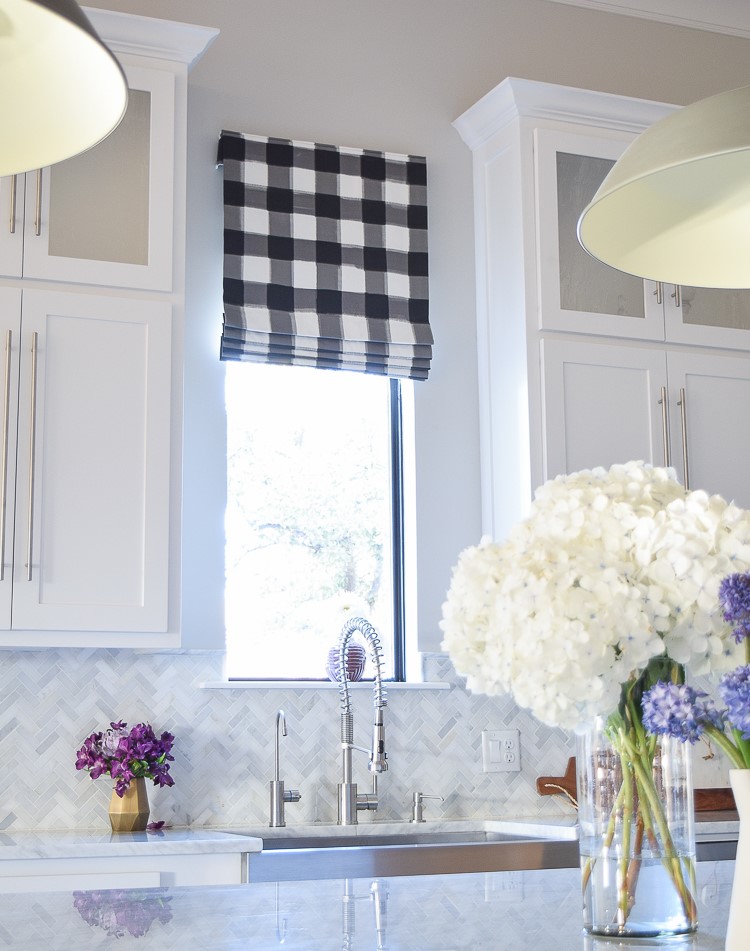 Faux Roman Shade for Kitchen Window Treatments