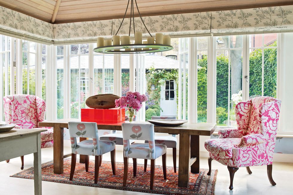 Floral roman shades for sunroom