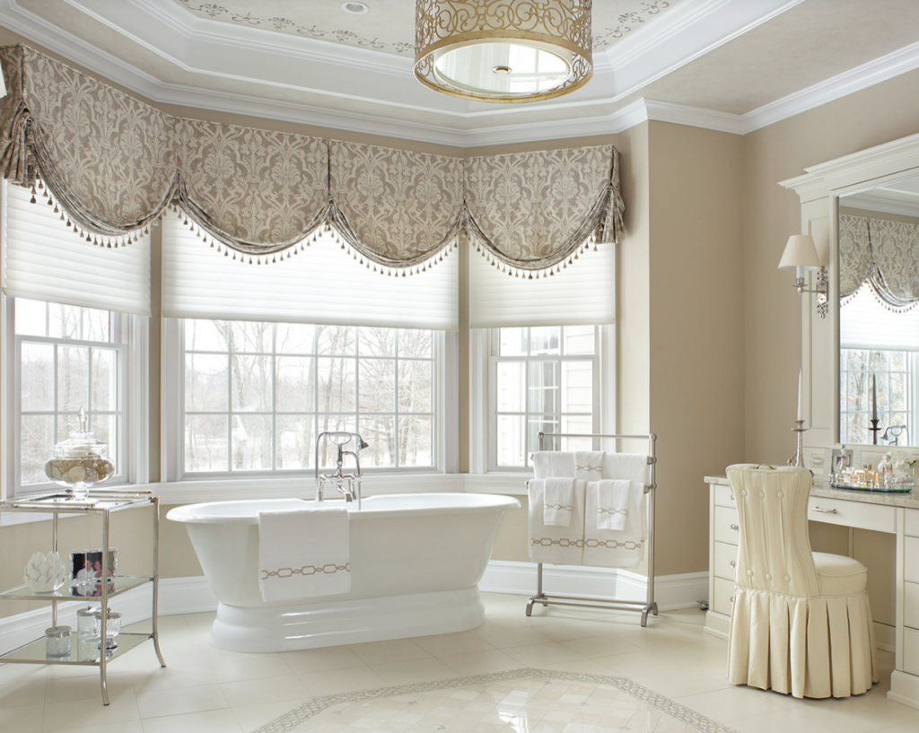 Valance with Roman Shades in Bathroom