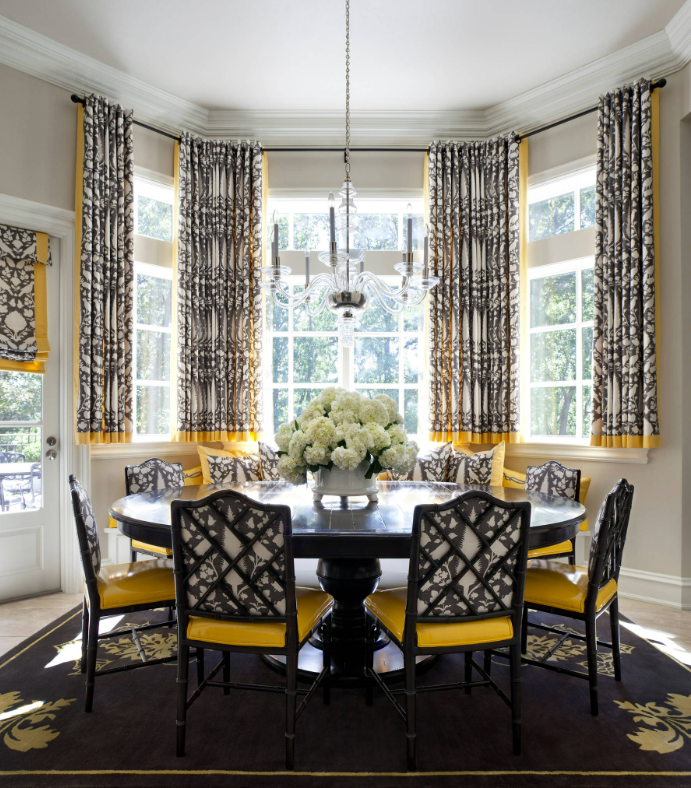 Sill Length Window Treatment for Dining Rooms