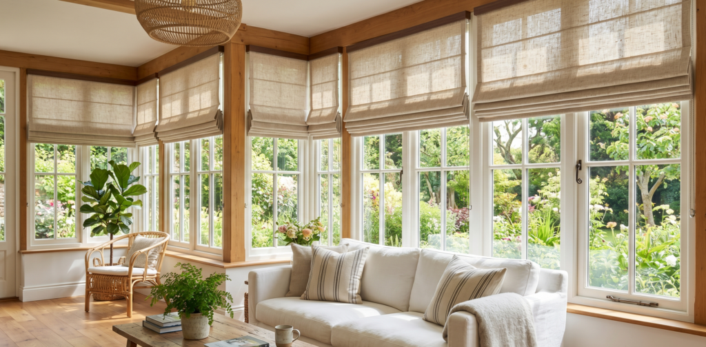 Sunroom roman shades