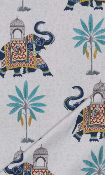 'Baran' Fabric Swatch (Grey/ Blue)