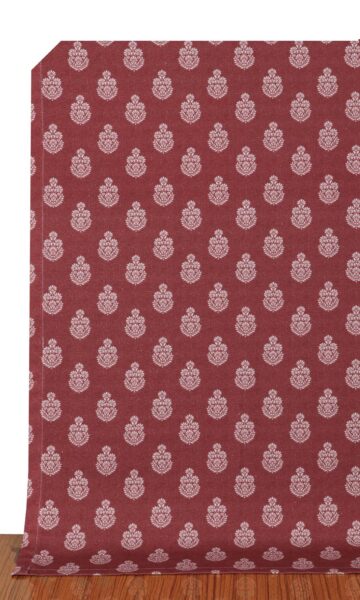'Peesa' Floral Cotton Curtains (Maroon Red)