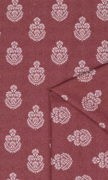 'Peesa' Floral Cotton Curtains (Maroon Red)