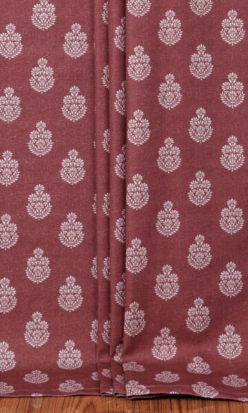 'Peesa' Floral Cotton Curtains (Maroon Red)
