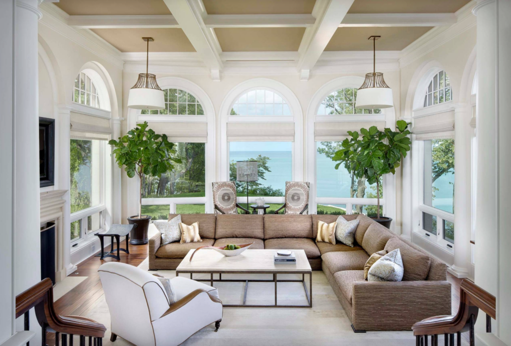 Arched Window Treatment for Sunroom