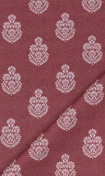 'Peesa' Floral Cotton Curtains (Maroon Red)