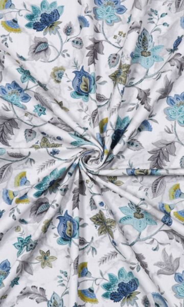 'Pushkar' Fabric Swatch (Grey/ Blue)