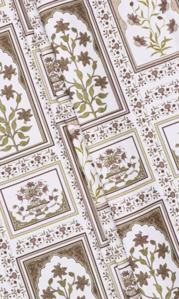 'Mansa' Fabric Swatch (Brown/ Green)
