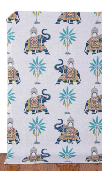 'Baran' Fabric Swatch (Grey/ Blue)