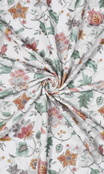 'Uzma' Fabric Swatch (Red/ Pink/ Green)