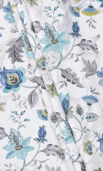 'Pushkar' Fabric Swatch (Grey/ Blue)